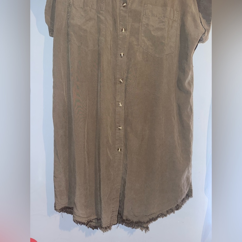 Thread & Supply Olive Button Front Lyocell Dress … - image 2